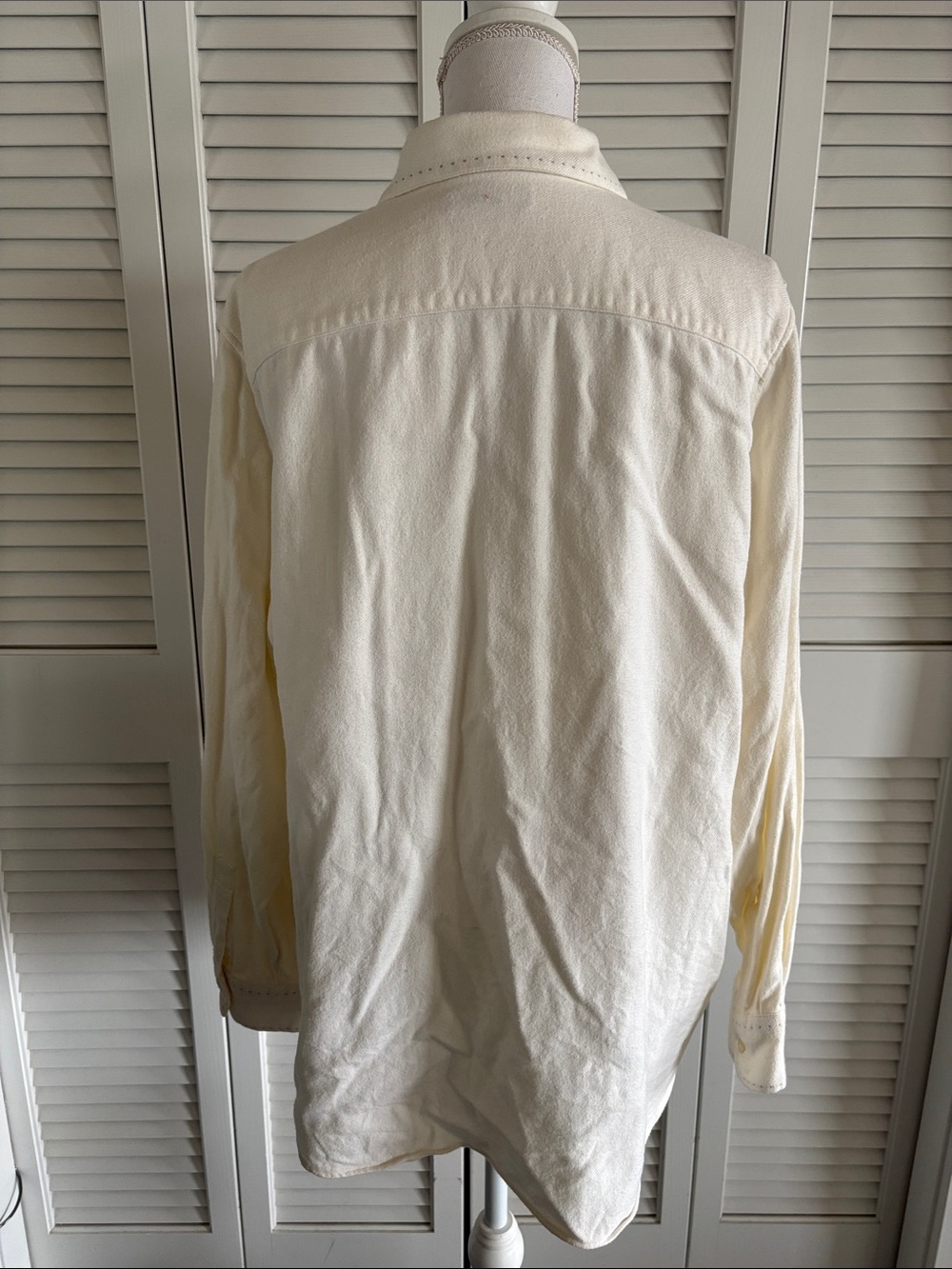 Lands End Portuguese Flannel Shirt Women’s Cotton Button Up Ivory Cream Size 2X - Picture 4 of 10
